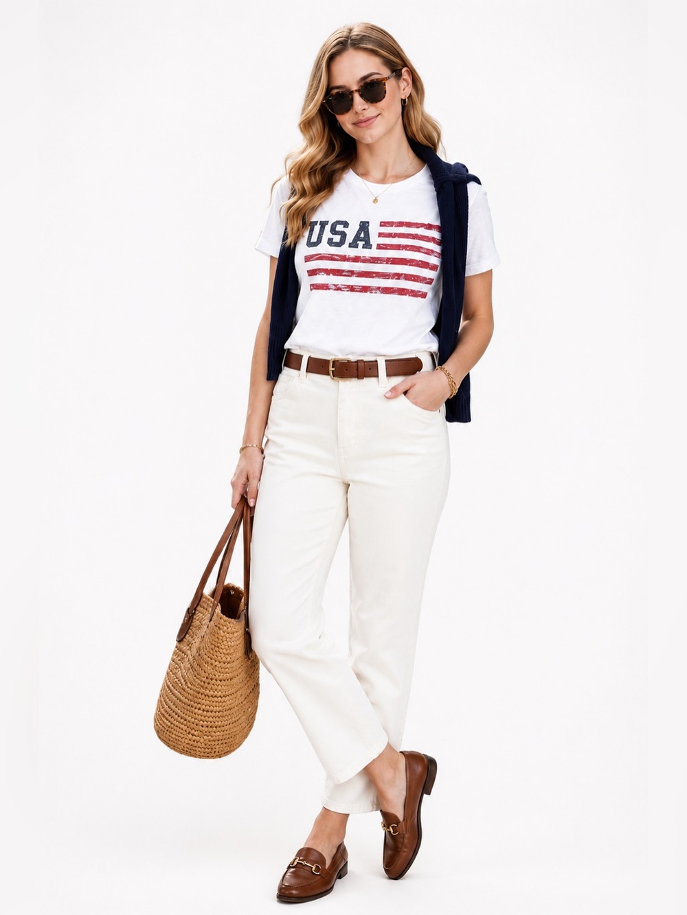 Grayson Threads USA Flag Tee - White, Red, Blue